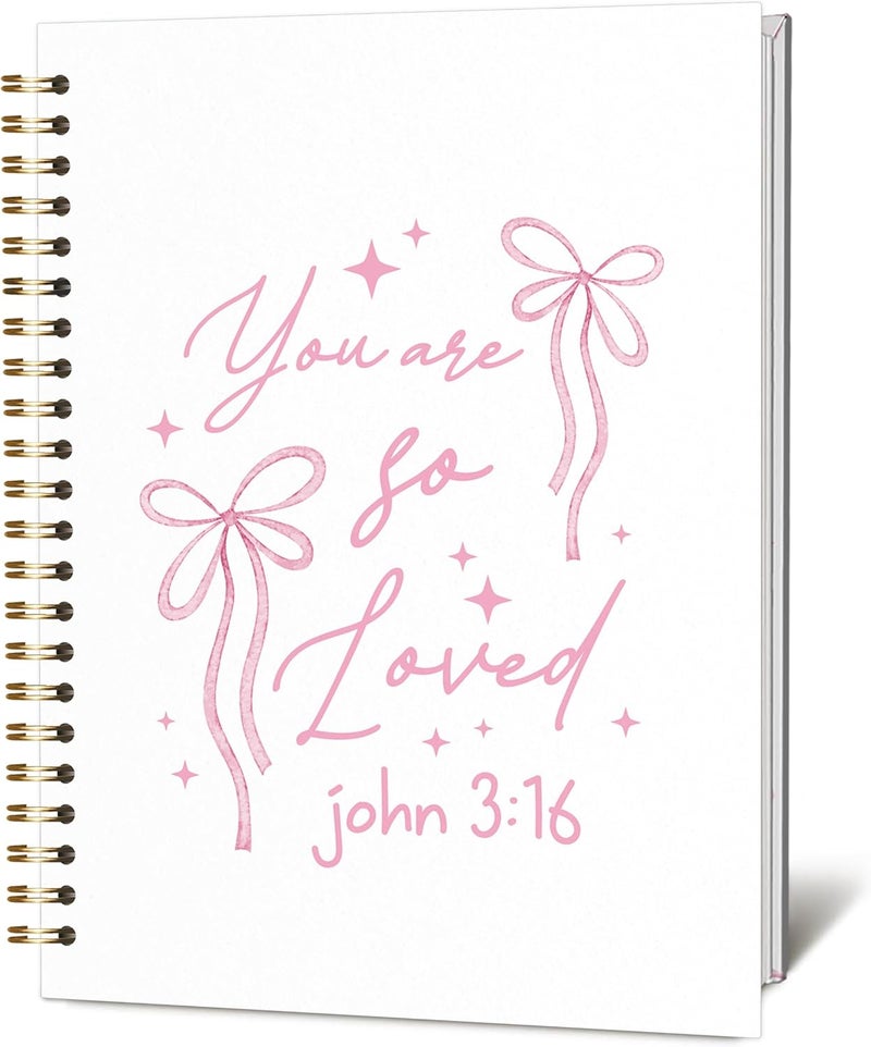 KIDEAR Christian Journal for Women, Prayer Notebook for Bible Study Notes,Cute Pink Bow Faith Journal,Coquette Preppy Christian Gifts for Teen Girls,Church Note Bible Study Supplies - A06 - Image 1